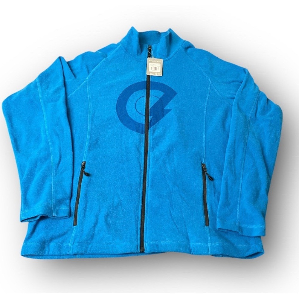 Trimark Men's Full Zip Fleece Jacket Blue Size Large Soft Warm Outerwear 23"x28"